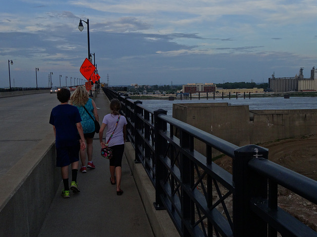 Walking back across Eads Bridge