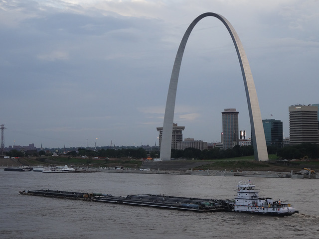 Arch and Barge from Bridge